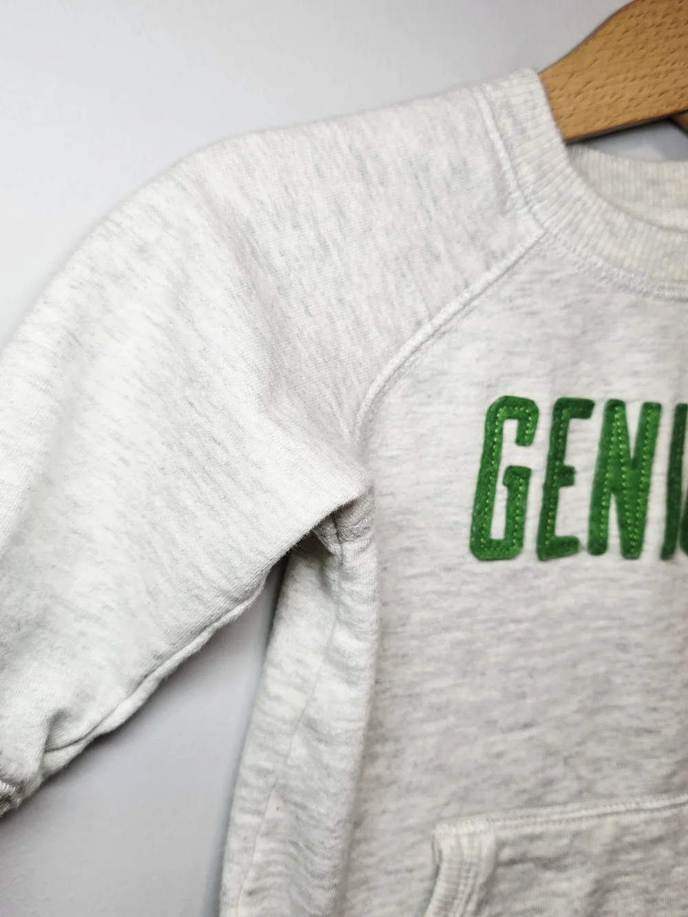Carter's Light Heather Gray One-Piece Footie with Green 'GENIUS' Lettering